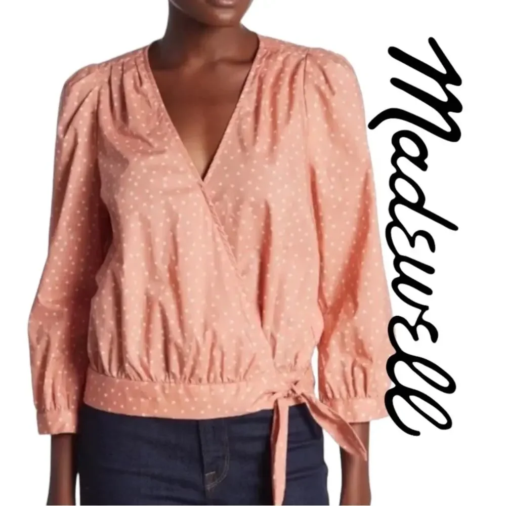 Madewell Star Scatter Wrap Top Coral Orange Womens Size Small